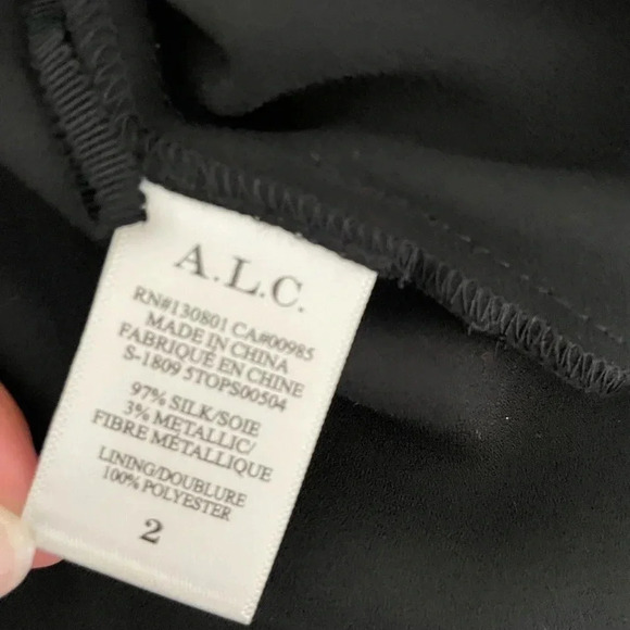 A.L.C black  metallic silk top - Picture 9 of 11